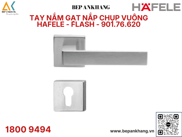 Tay nắm gạt nắp chụp vuông Hafele Màu Chrome Mờ - FLASH - 901.76.620
